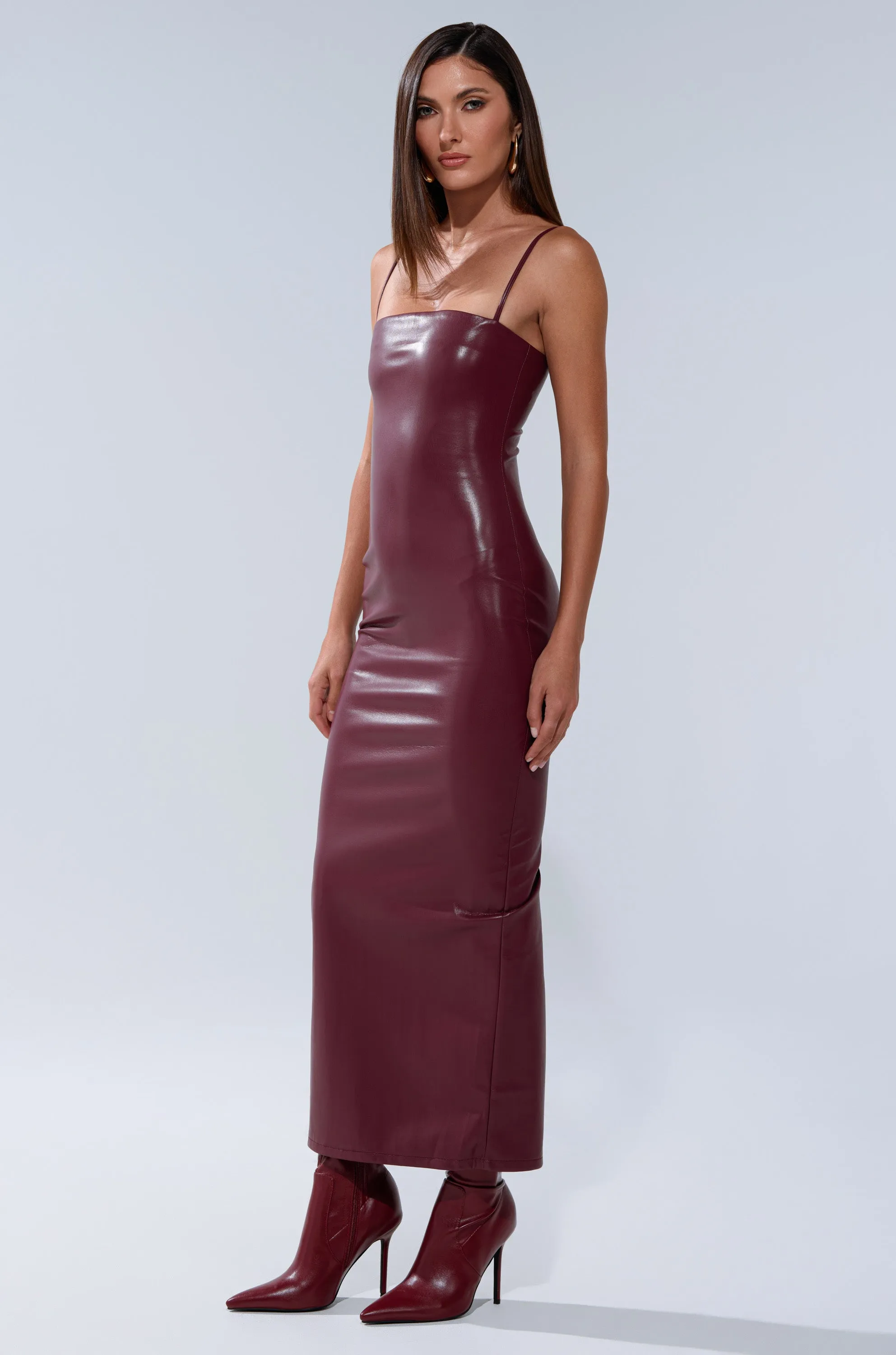 SHAI PU MIDI DRESS IN BURGUNDY sold by AKIRA product image thumbnail 5