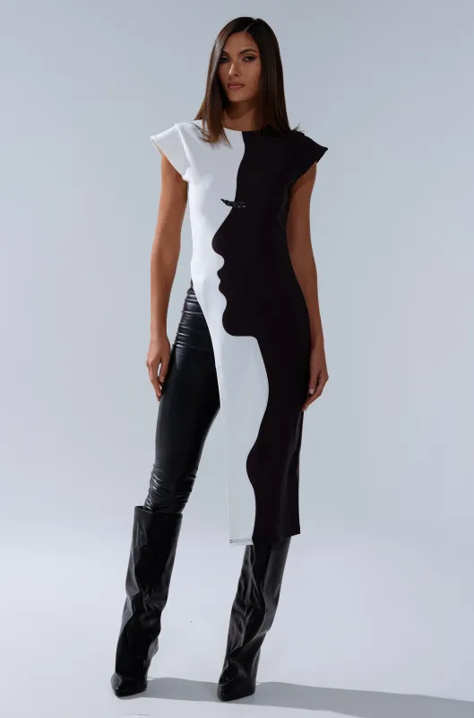 SILHOUETTE LONGLINE TEE sold by AKIRA