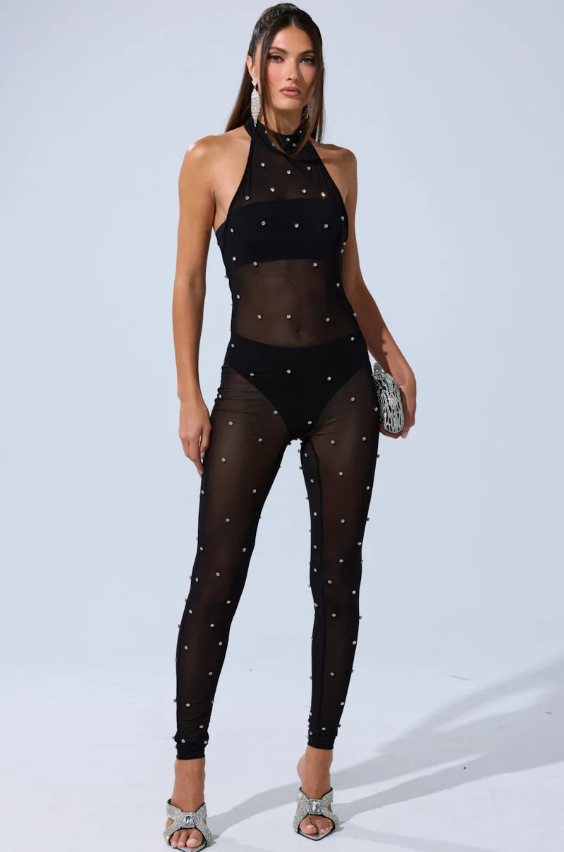 ALEX RHINESTONE MESH JUMPSUIT sold by AKIRA product image thumbnail 4