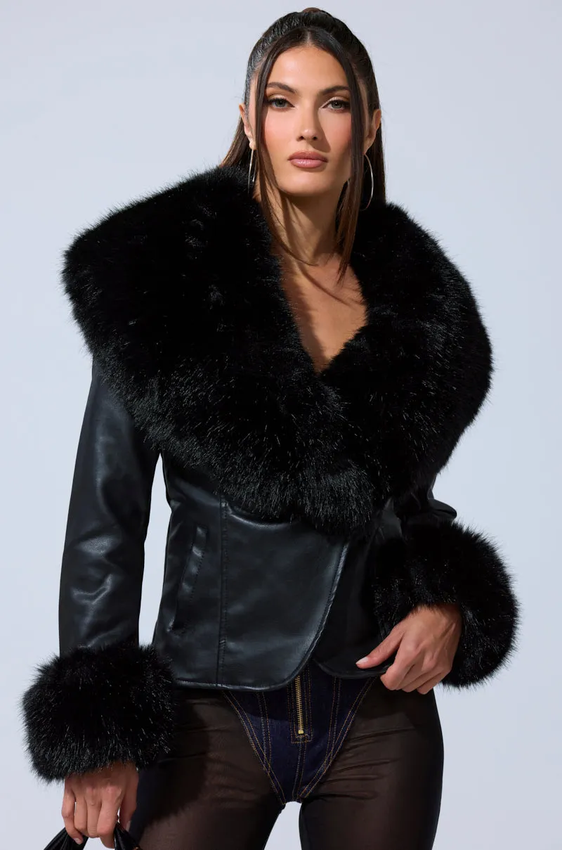 CELESTE FUR TRIM BLAZER sold by AKIRA product image thumbnail 4