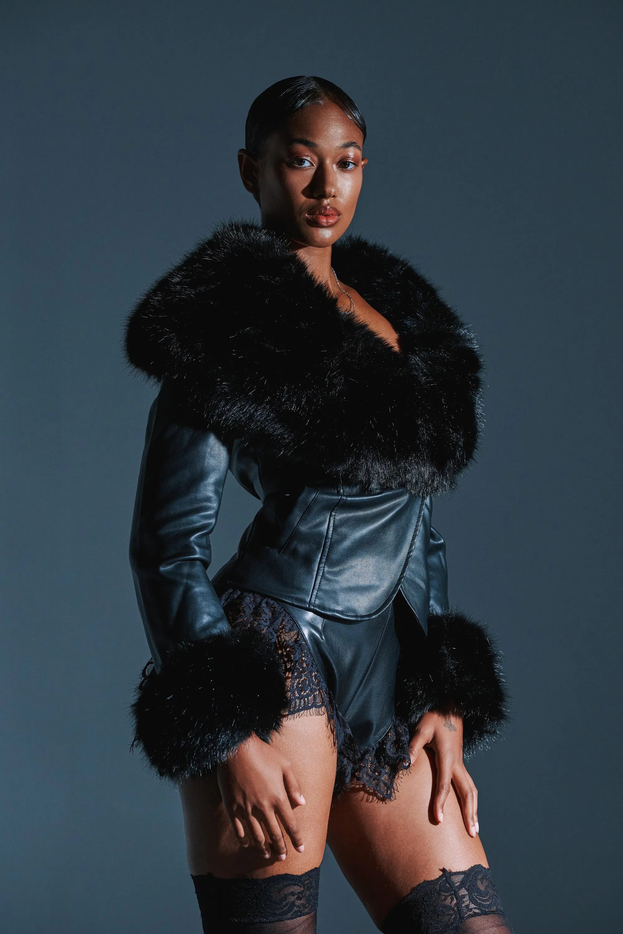 CELESTE FUR TRIM BLAZER sold by AKIRA product image thumbnail 2