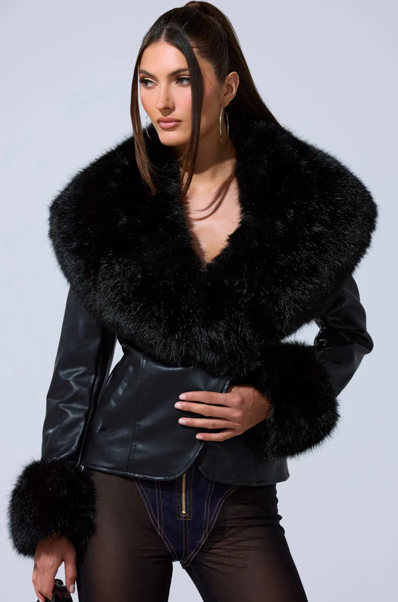 CELESTE FUR TRIM BLAZER sold by AKIRA product image thumbnail 5