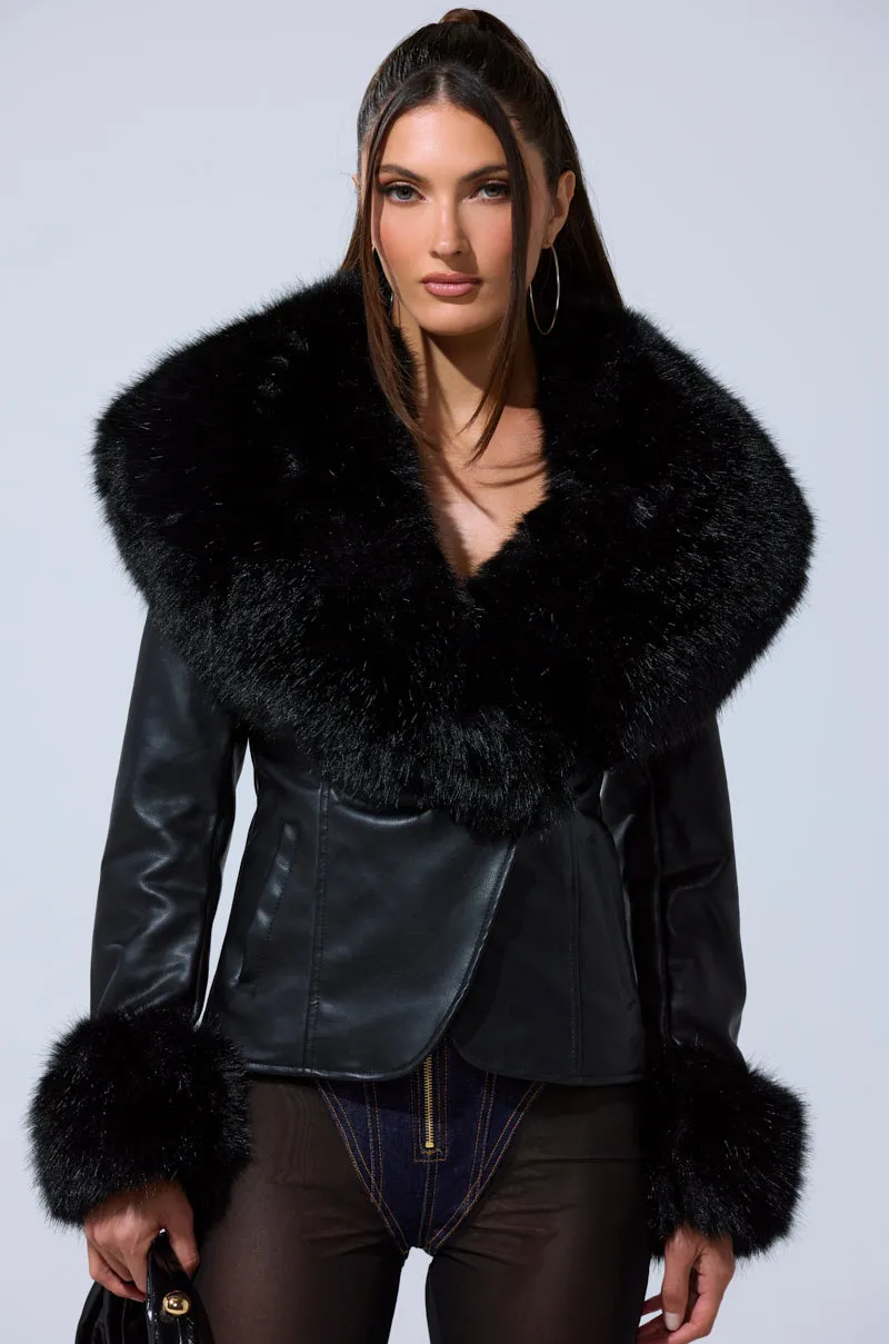 CELESTE FUR TRIM BLAZER sold by AKIRA product image thumbnail 3