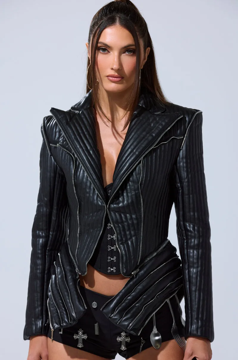 VORTEX FAUX LEATHER BLAZER sold by AKIRA product image thumbnail 5