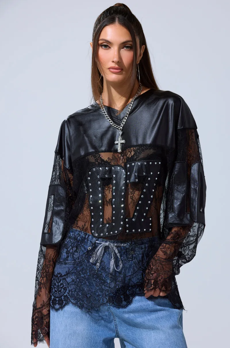 SHOW OFF LACE JERSEY TOP sold by AKIRA product image thumbnail 3