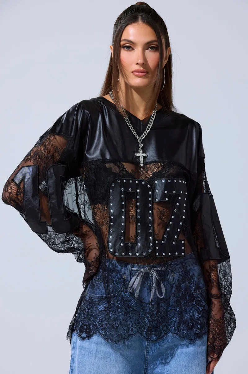 SHOW OFF LACE JERSEY TOP sold by AKIRA product image thumbnail 4