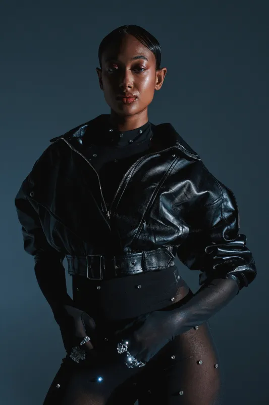 EVA SLOUCHY MOTO IN BLACK sold by AKIRA