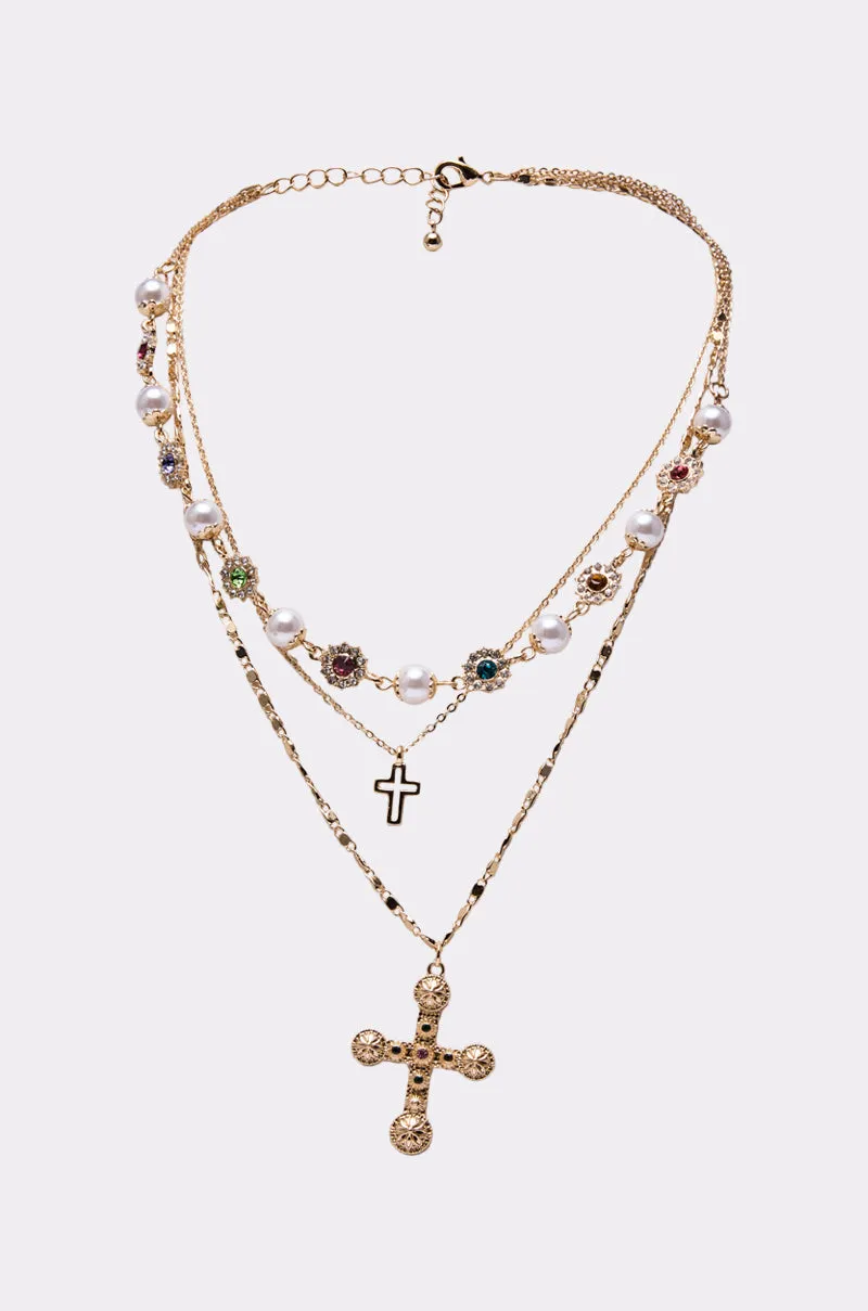 LIKE A PRAYER GOLD CROSS NECKLACE sold by AKIRA product image thumbnail 2