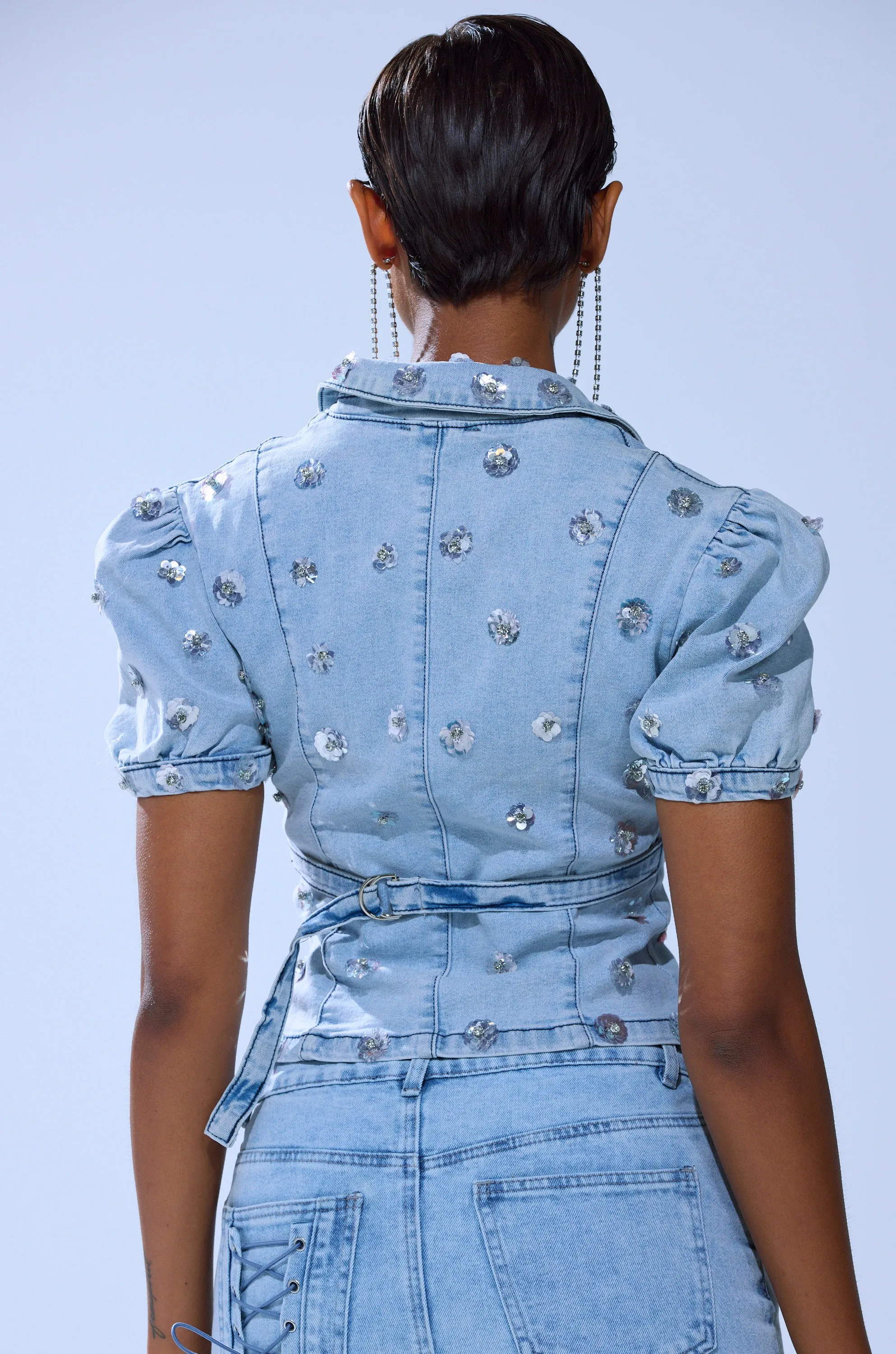 HALEY EMBELLISHED SEQUIN BLOUSE sold by AKIRA product image thumbnail 5