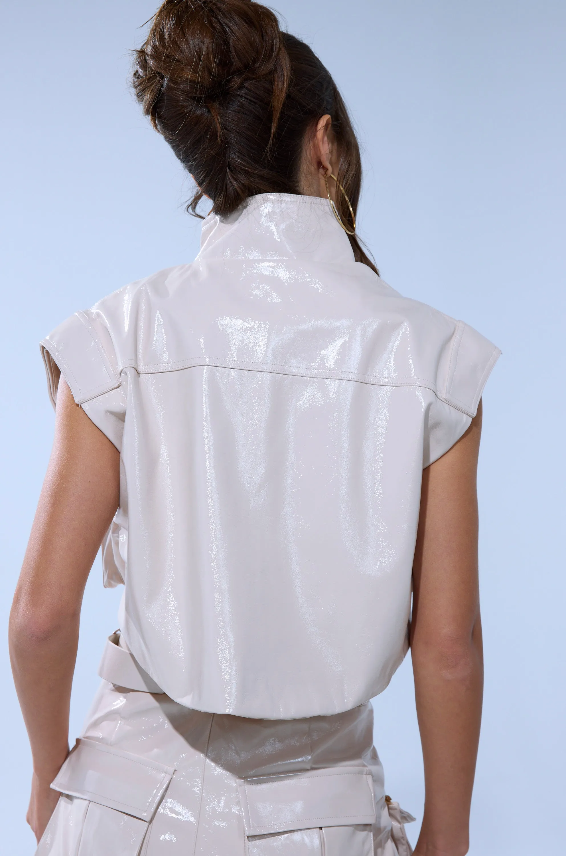 SHOW STOPPER FAUX LEATHER ZIP UP TOP sold by AKIRA product image thumbnail 5