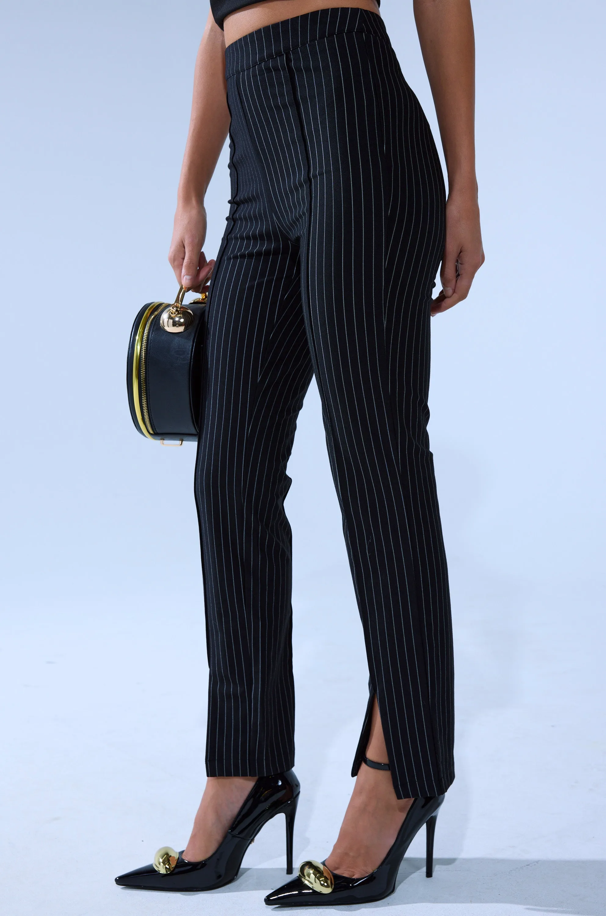 LIVI STRETCHY PINSTRIPE SKINNY PANTS WITH SLITS sold by AKIRA product image thumbnail 3