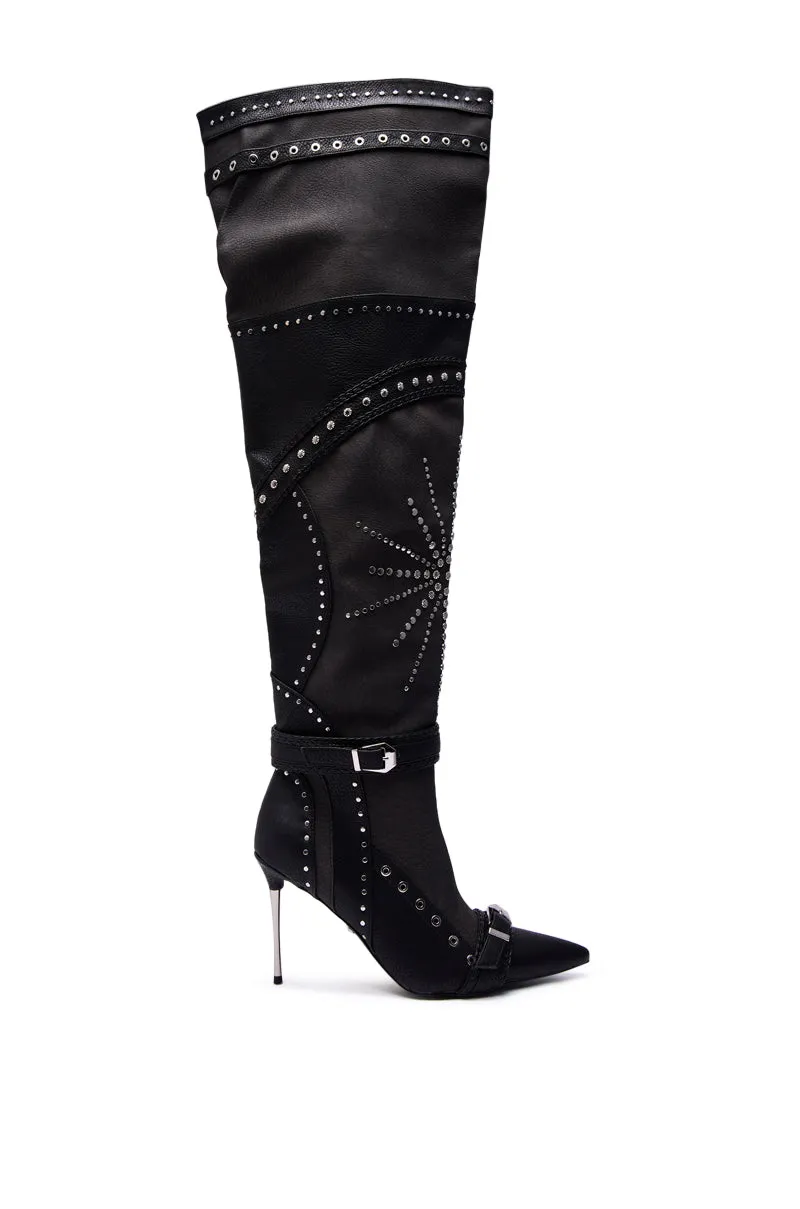 AZALEA WANG SEASON BLACK MULTI EMBELLISHED STILETTO BOOT sold by AKIRA product image thumbnail 4