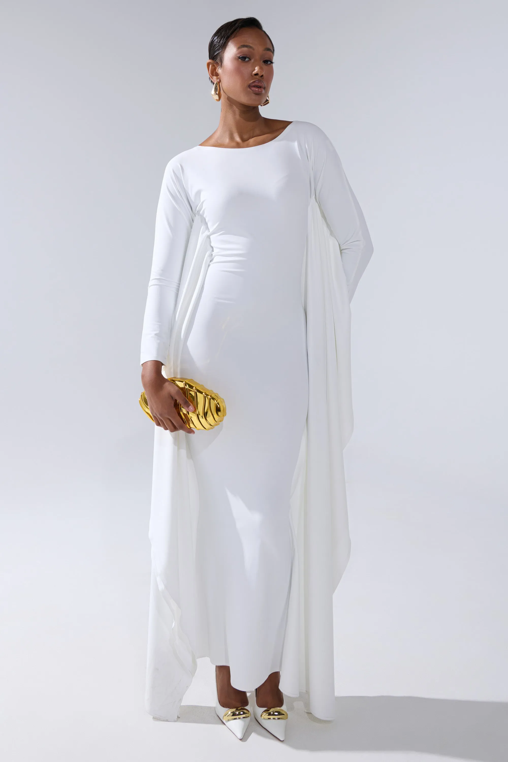 KYLIE MAXI DRESS WITH RUFFLE SLEEVES IN WHITE sold by AKIRA product image thumbnail 4