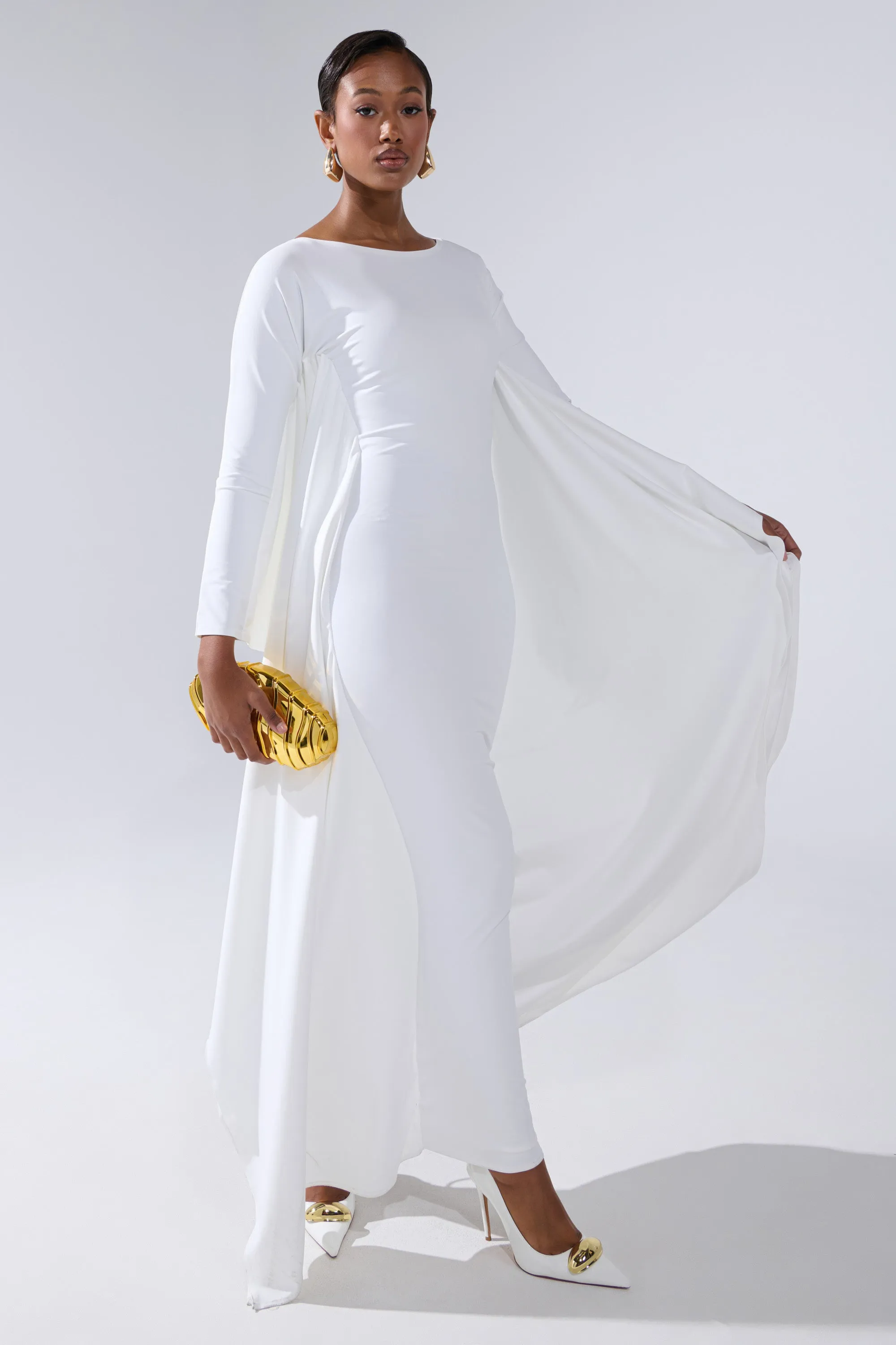 KYLIE MAXI DRESS WITH RUFFLE SLEEVES IN WHITE sold by AKIRA product image thumbnail 2