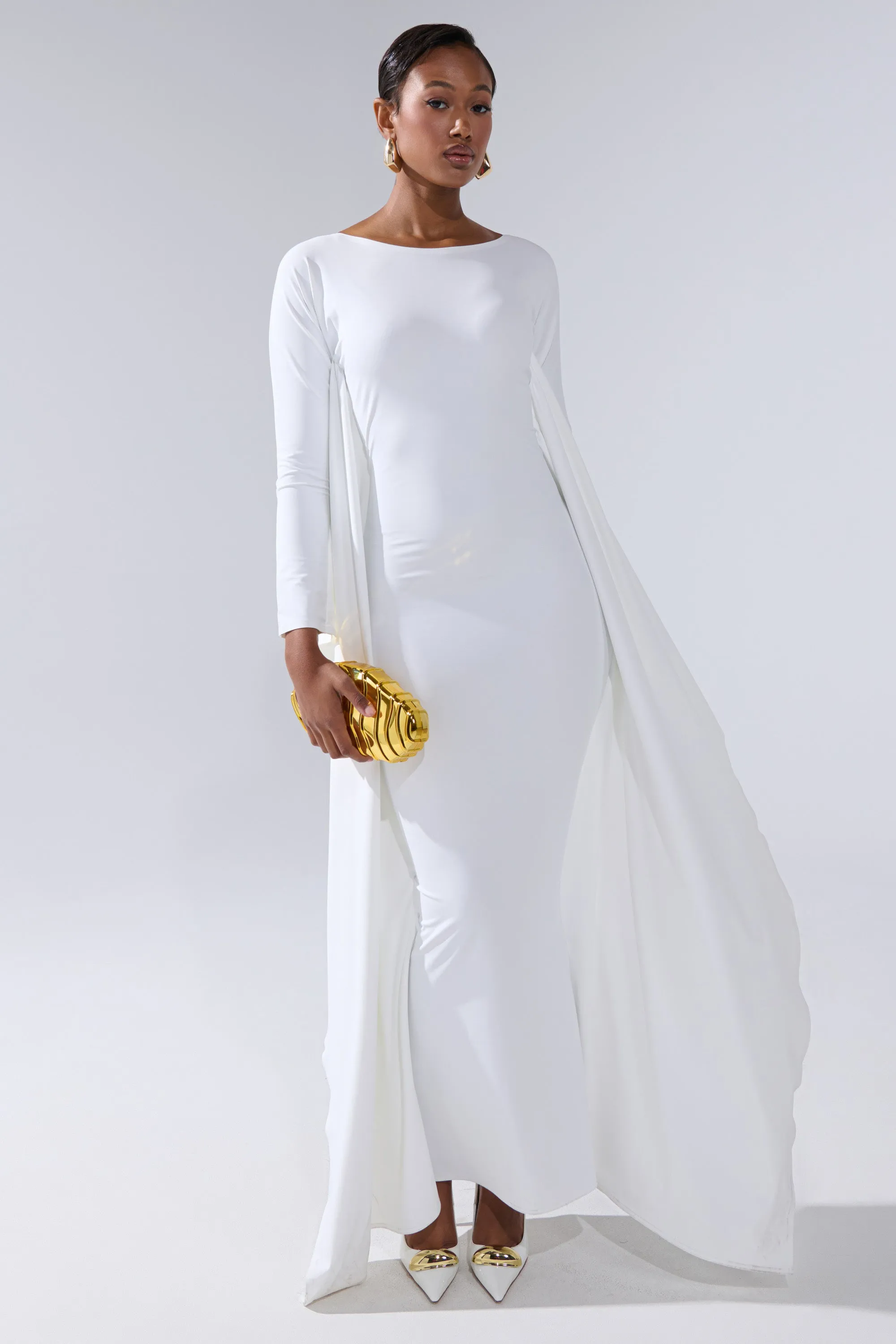 KYLIE MAXI DRESS WITH RUFFLE SLEEVES IN WHITE sold by AKIRA product image thumbnail 5