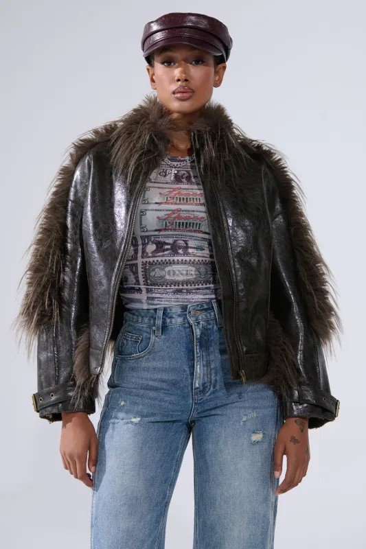 VOODOO FUR TRIM MOTO sold by AKIRA