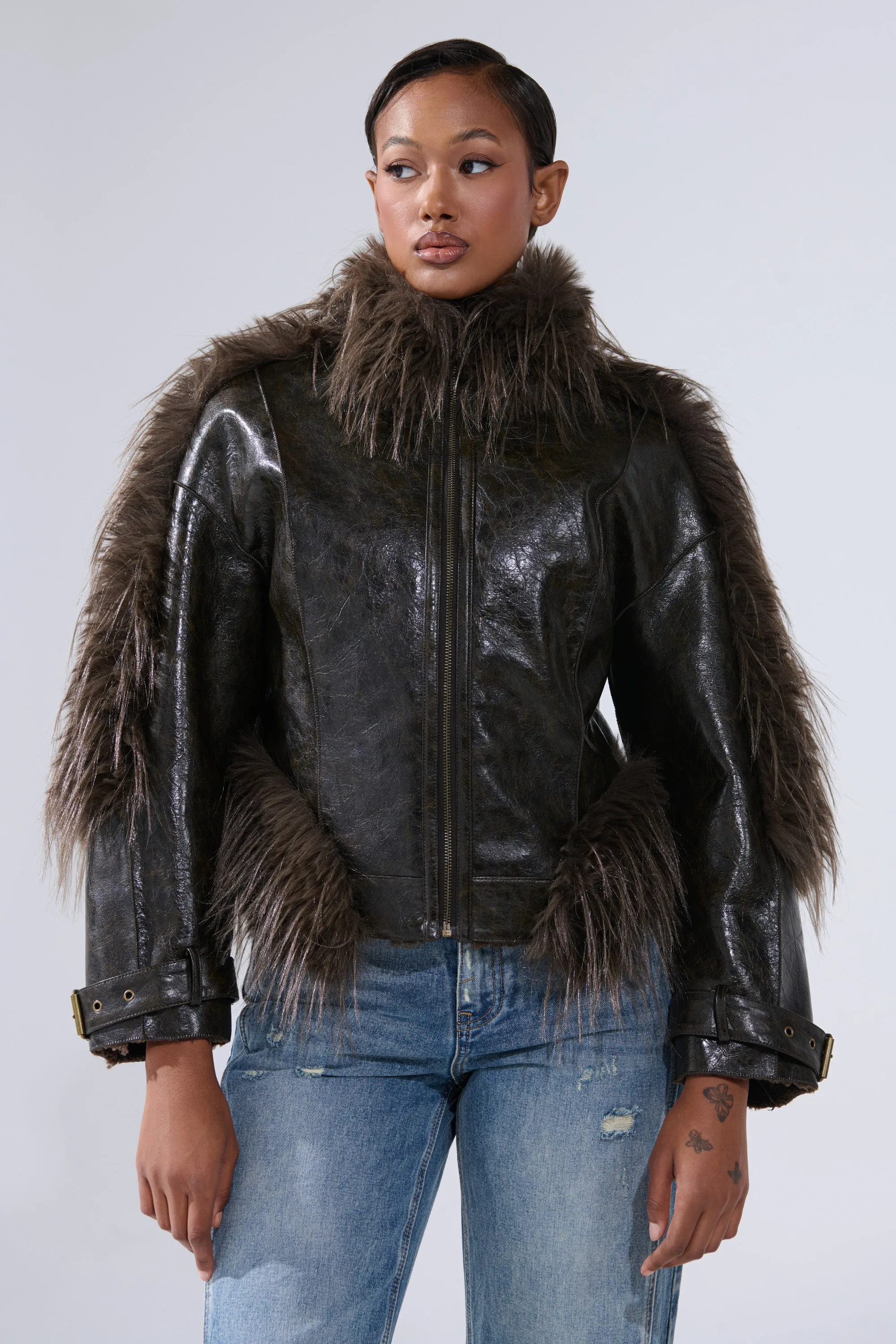 VOODOO FUR TRIM MOTO sold by AKIRA product image thumbnail 3