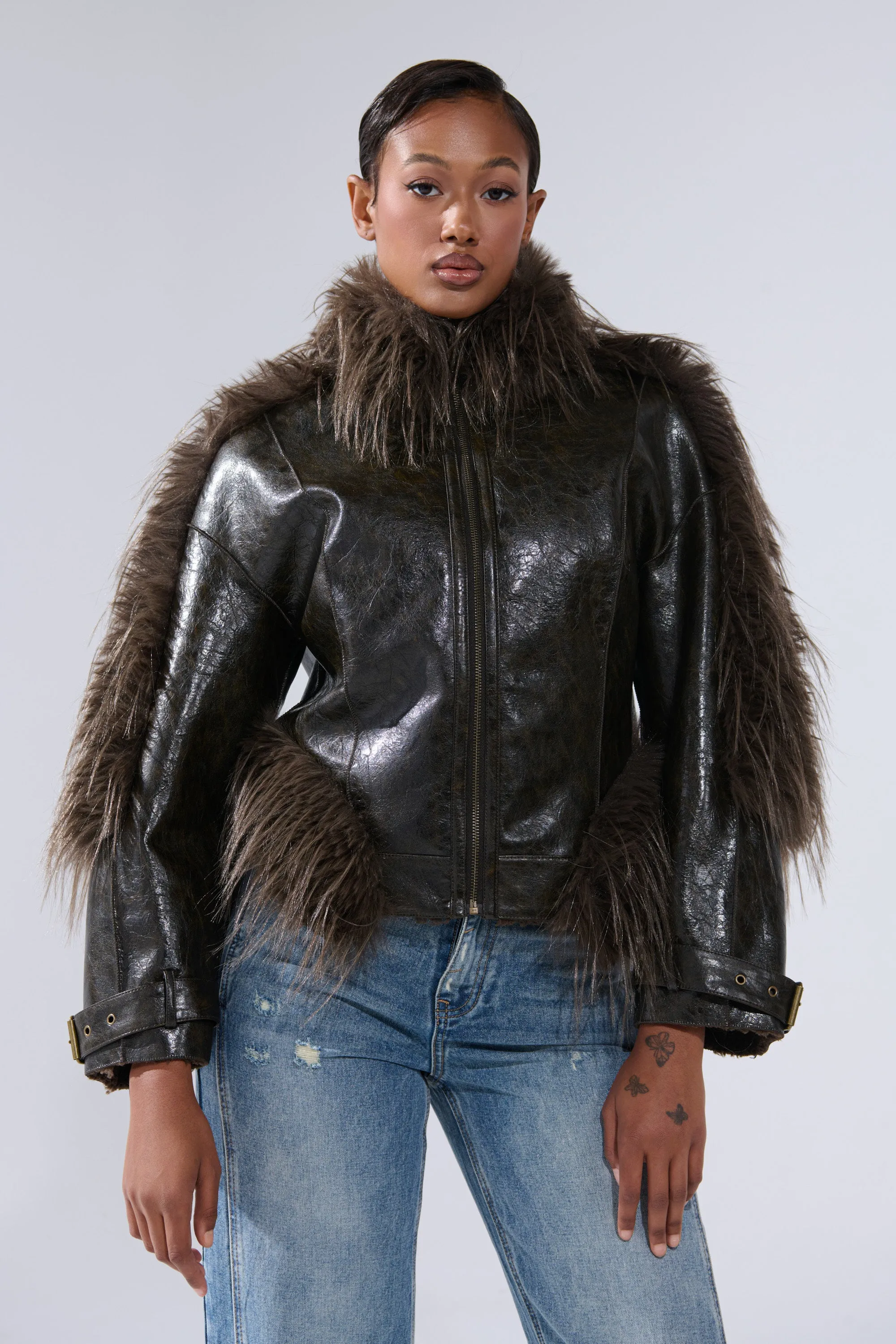 VOODOO FUR TRIM MOTO sold by AKIRA product image thumbnail 4