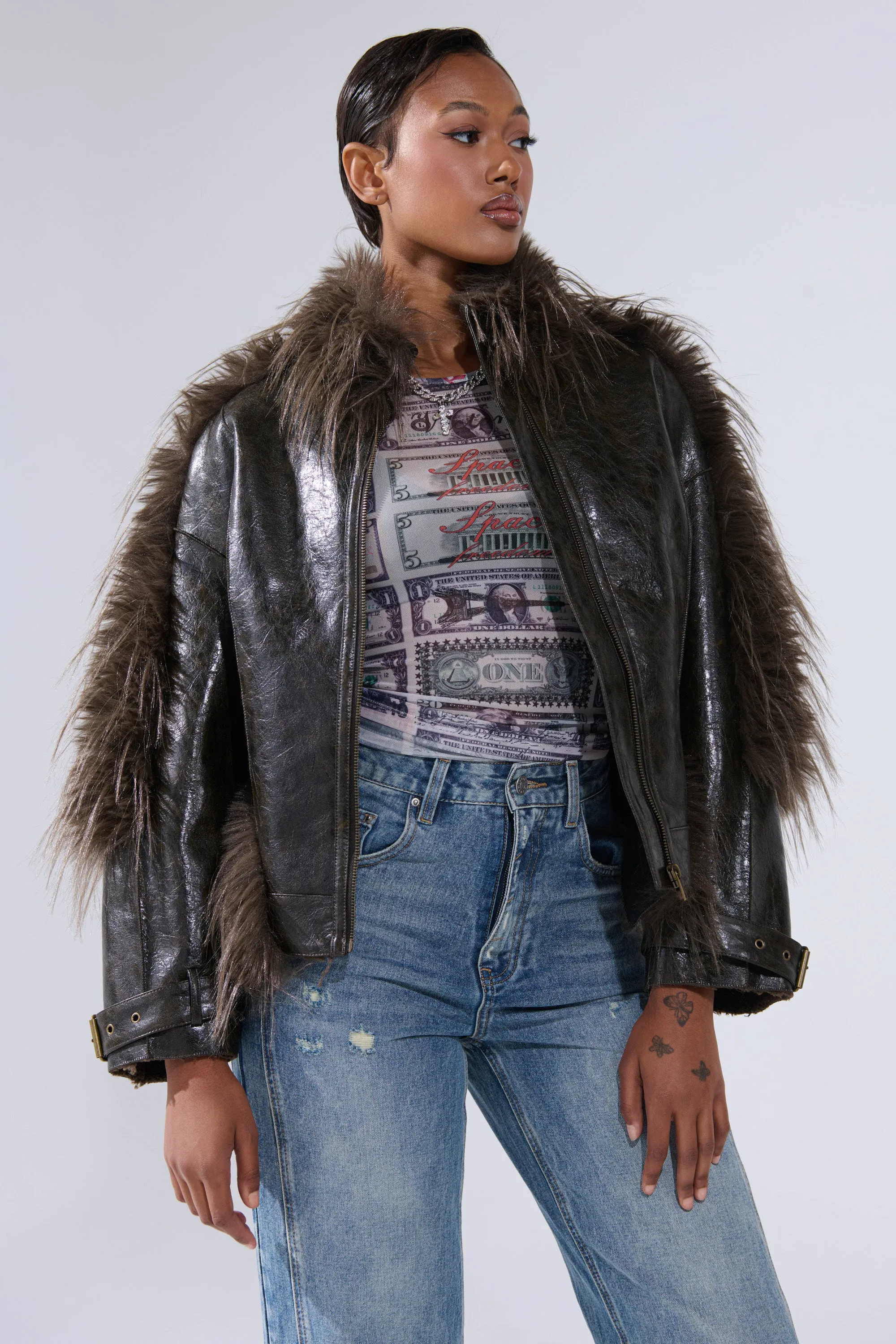 VOODOO FUR TRIM MOTO sold by AKIRA product image thumbnail 2