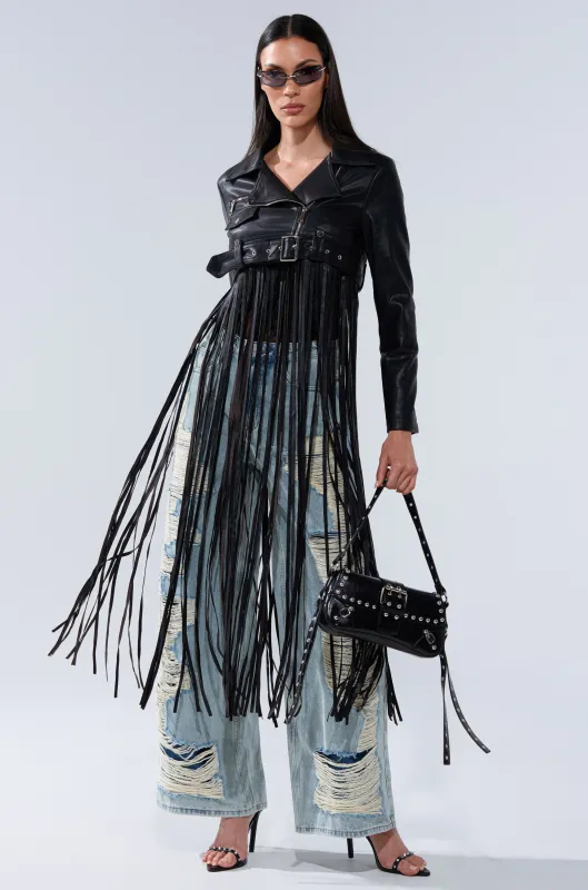 SWING MY WAY FRINGE MOTO sold by AKIRA