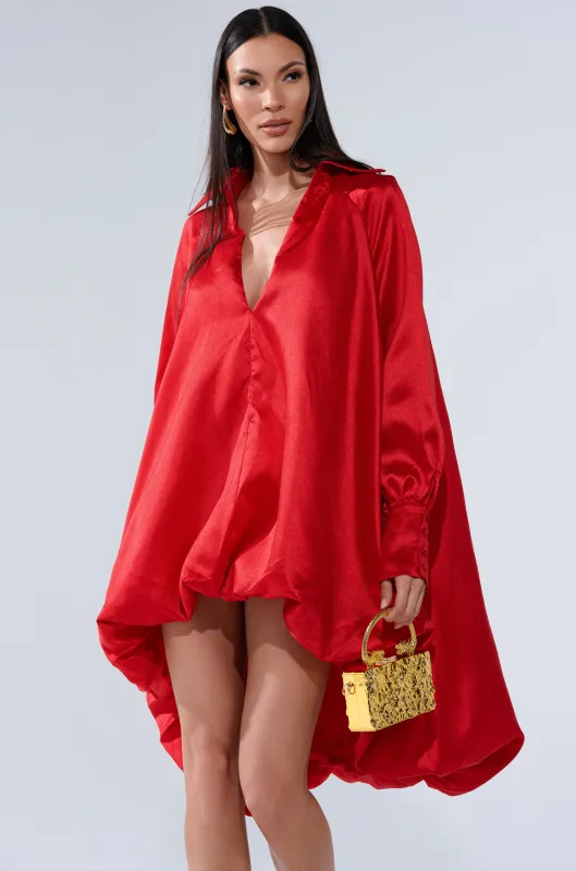 ELOUISE HI LOW DRESS IN RED sold by AKIRA