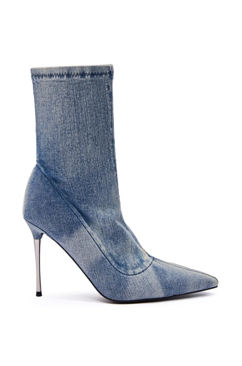 AZALEA WANG CALEANA DENIM STILETTO BOOTIE sold by AKIRA product image thumbnail 4