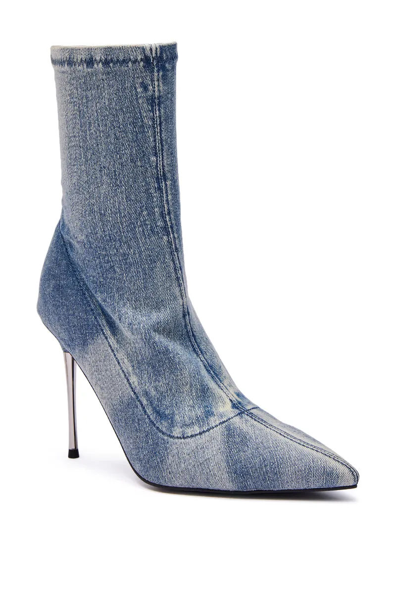 AZALEA WANG CALEANA DENIM STILETTO BOOTIE sold by AKIRA product image thumbnail 5