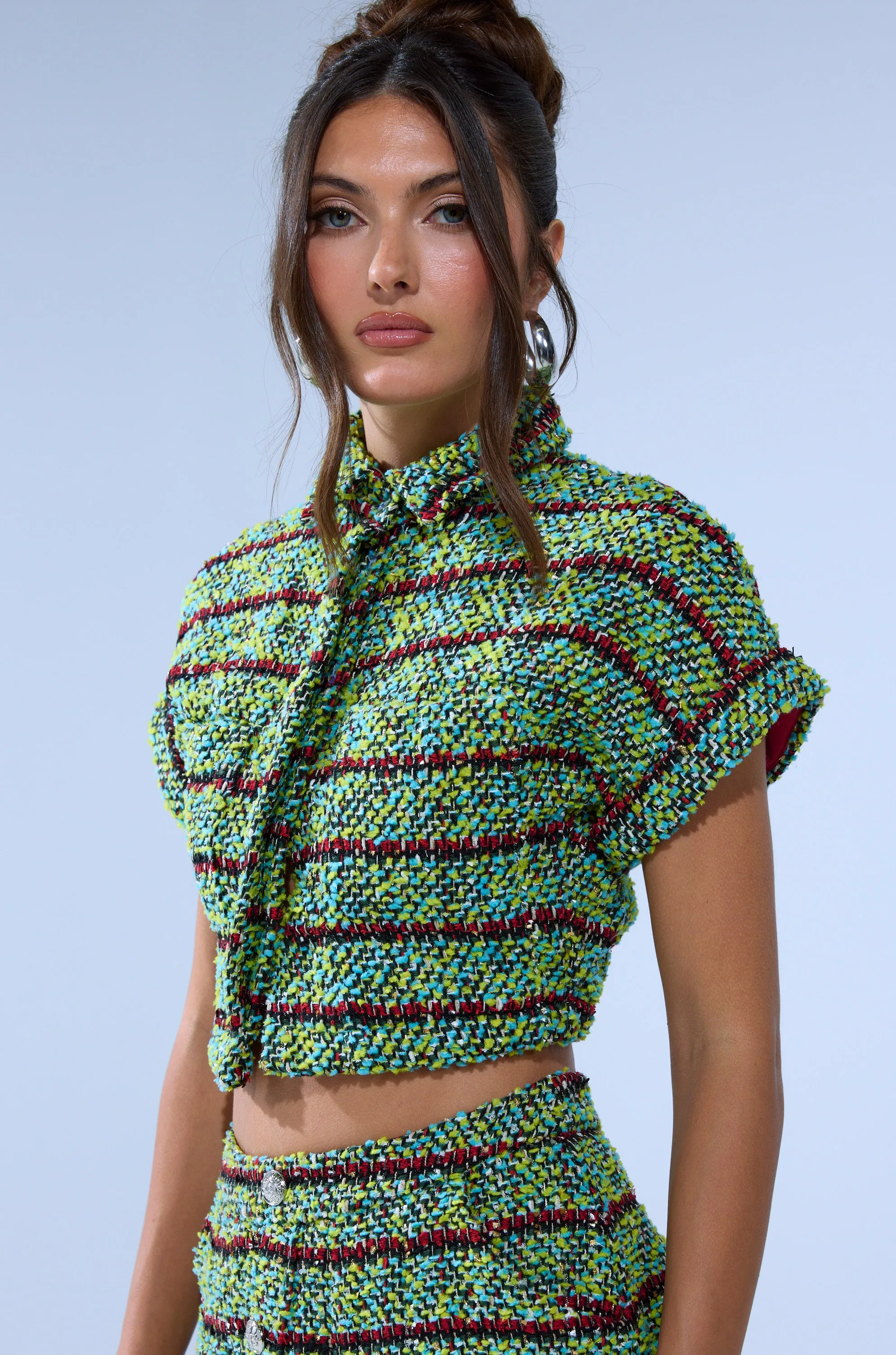 IT'S GIVING TWEED BUTTON DOWN sold by AKIRA product image thumbnail 5