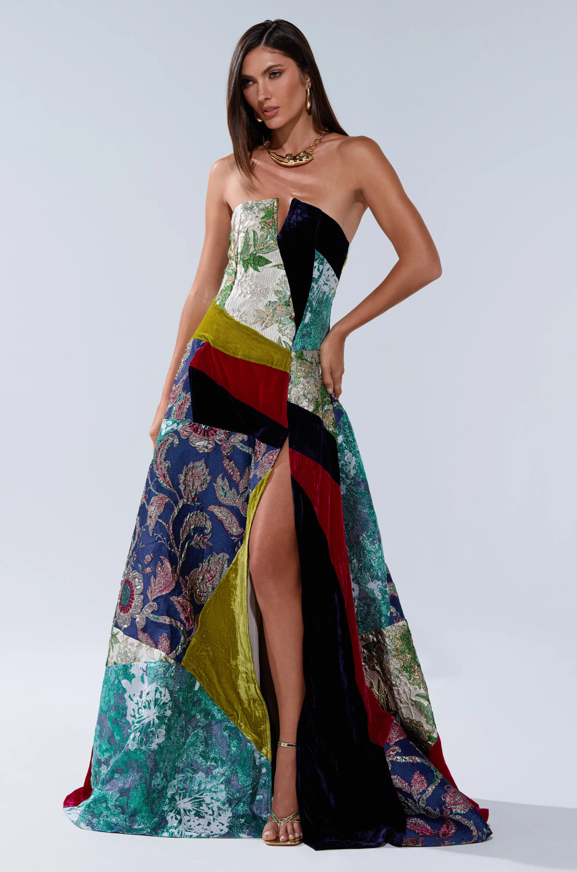 MUSHU MIXED MEDIA MAXI DRESS sold by AKIRA