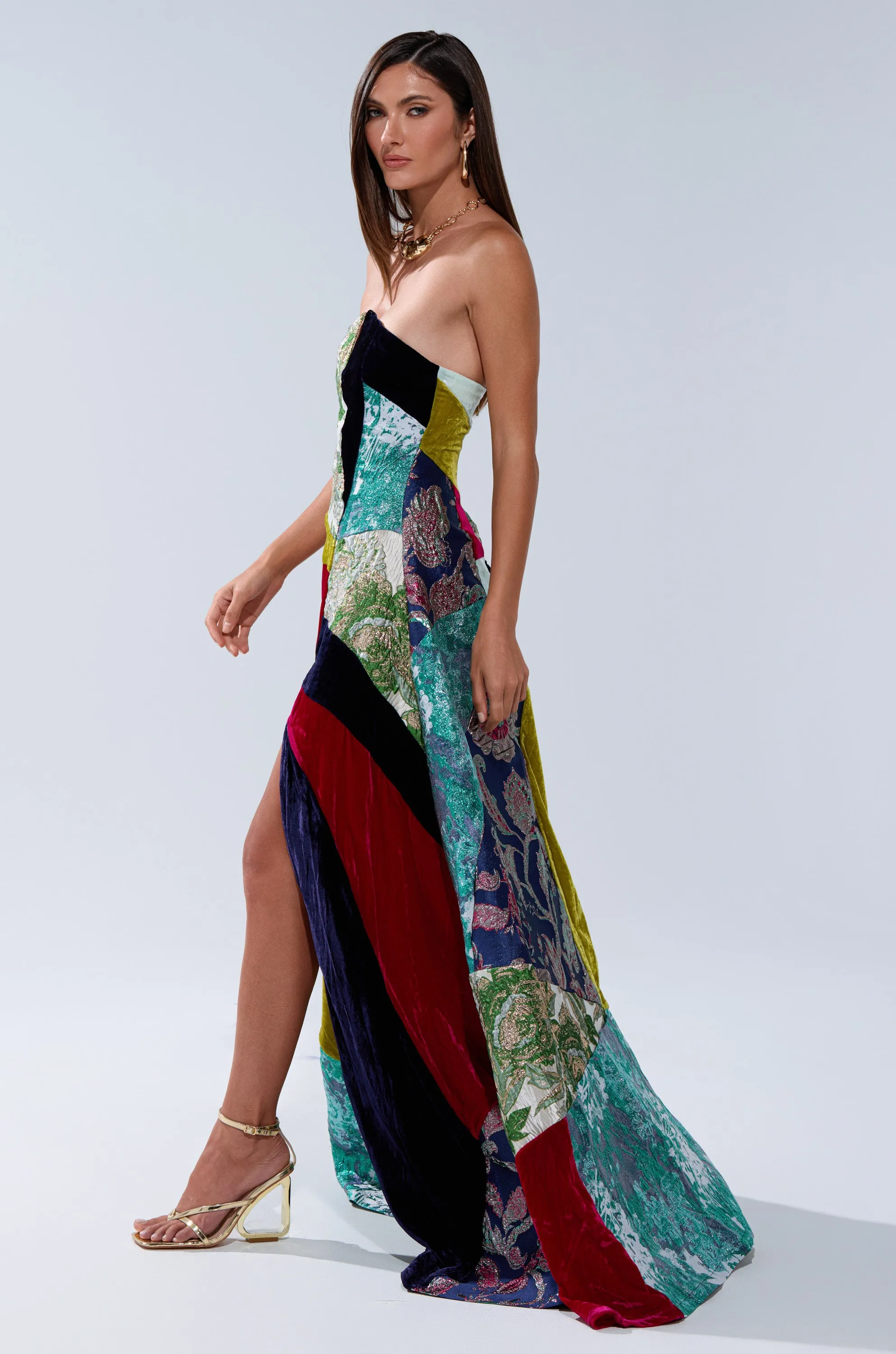 MUSHU MIXED MEDIA MAXI DRESS sold by AKIRA product image thumbnail 5