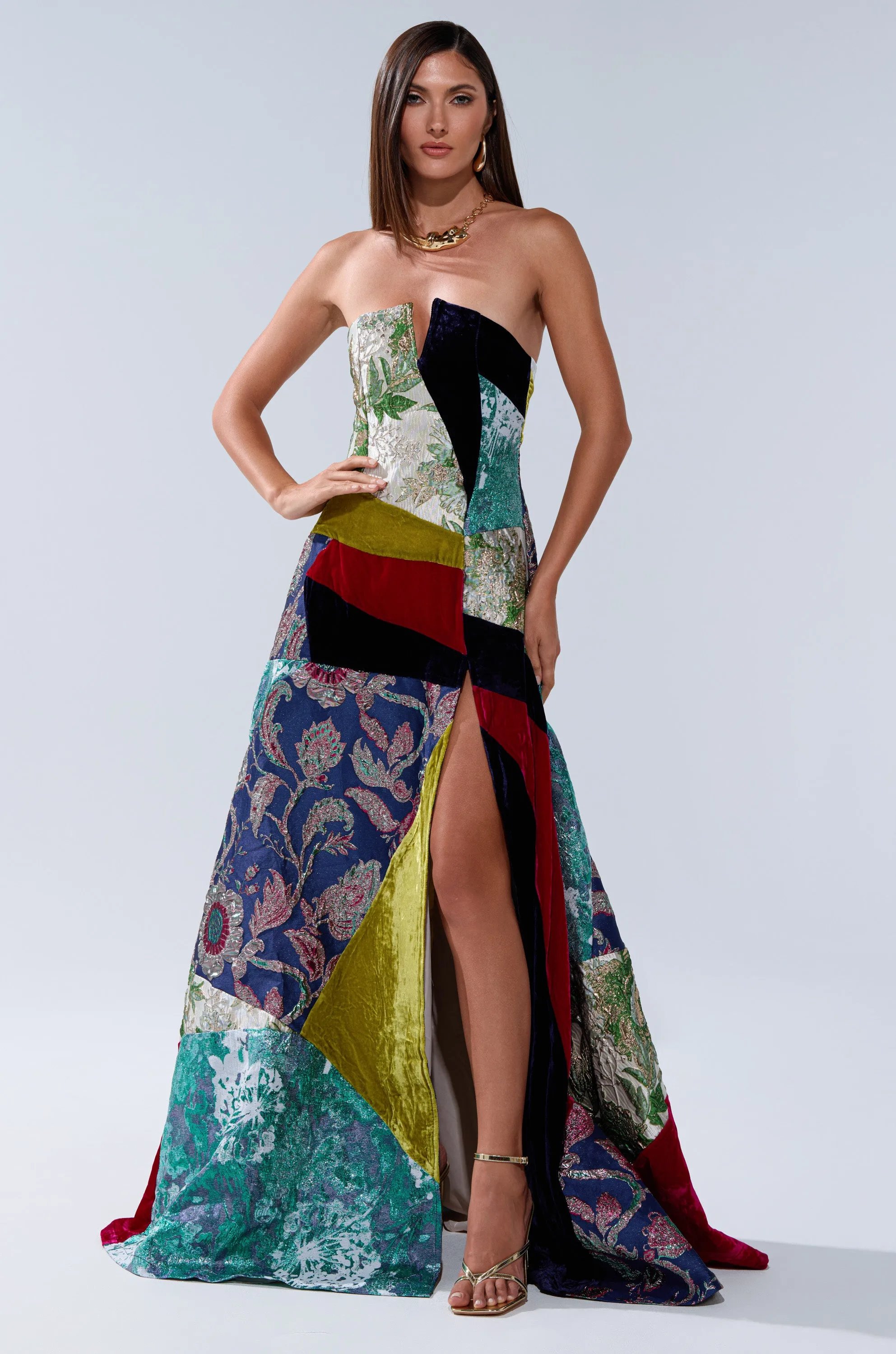 MUSHU MIXED MEDIA MAXI DRESS sold by AKIRA product image thumbnail 2