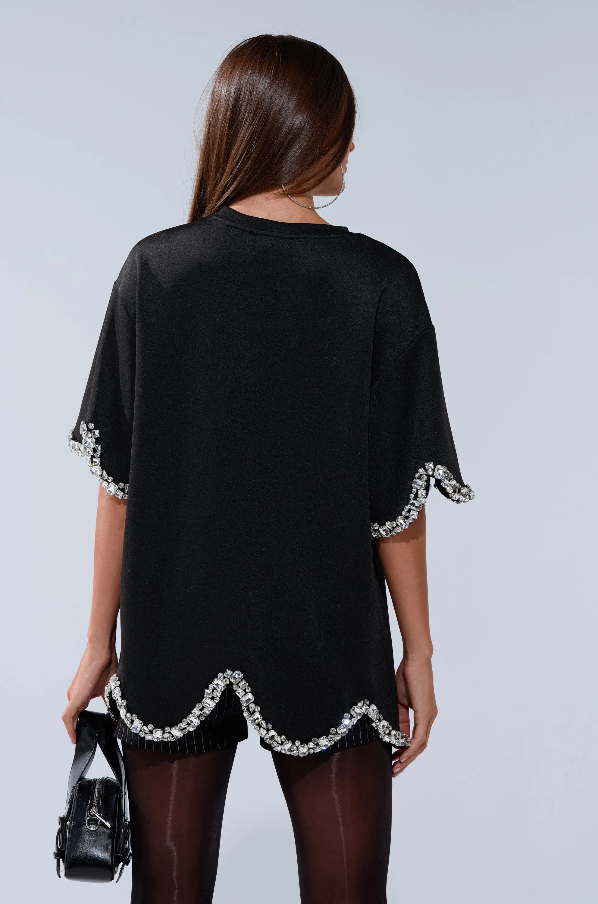 AT LEAST I'M ALIVE OVERSIZED TEE WITH RHINESTONES sold by AKIRA product image thumbnail 5