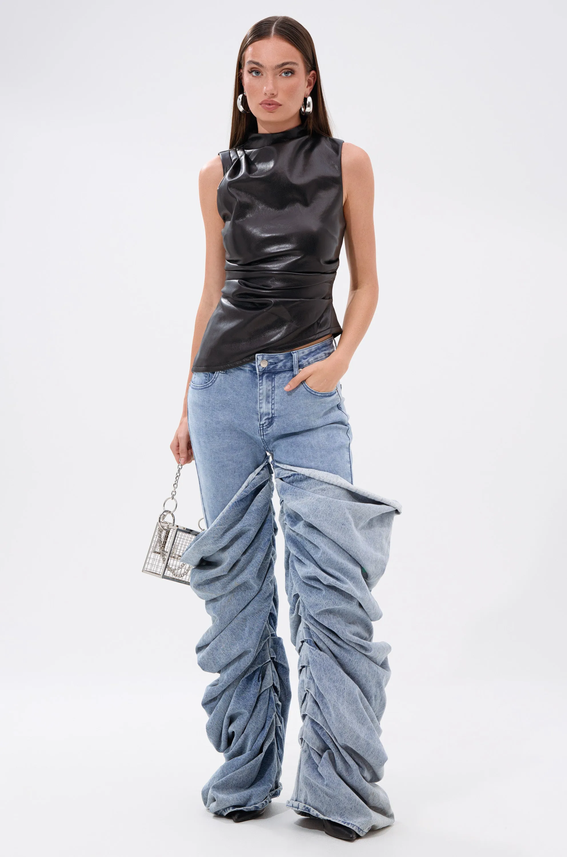 LOCKED AND LOADED FAUX LEATHER BLOUSE sold by AKIRA product image thumbnail 5