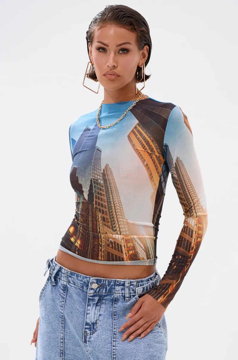 BIG CITY LONG SLEEVE MESH TOP sold by AKIRA product image thumbnail 2