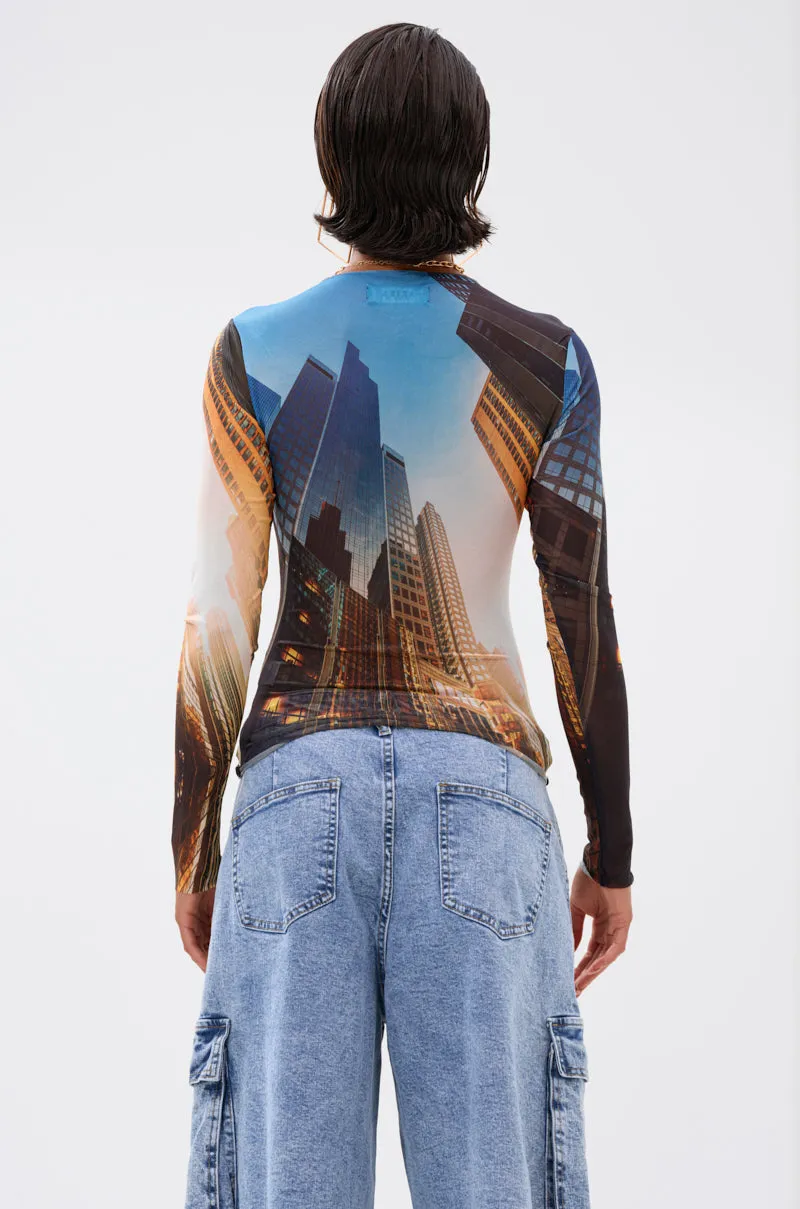 BIG CITY LONG SLEEVE MESH TOP sold by AKIRA product image thumbnail 5