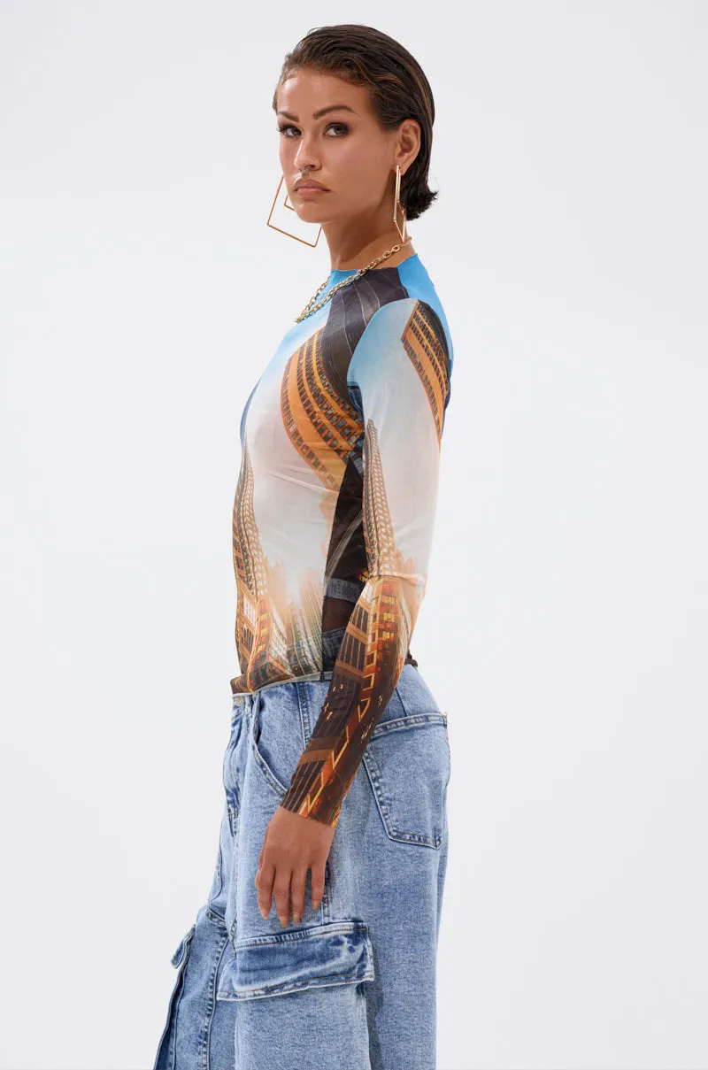 BIG CITY LONG SLEEVE MESH TOP sold by AKIRA product image thumbnail 4