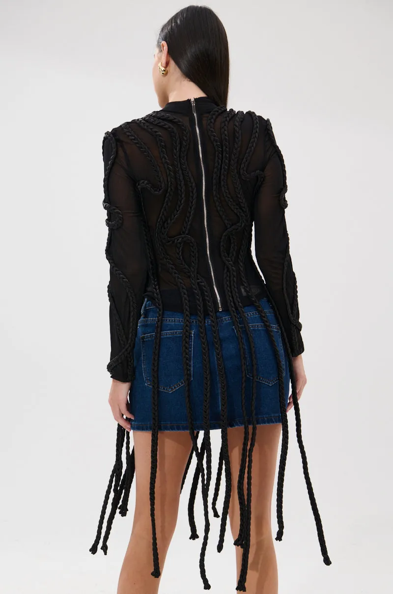 ROPE YOU IN LONG SLEEVE MESH TOP sold by AKIRA product image thumbnail 5