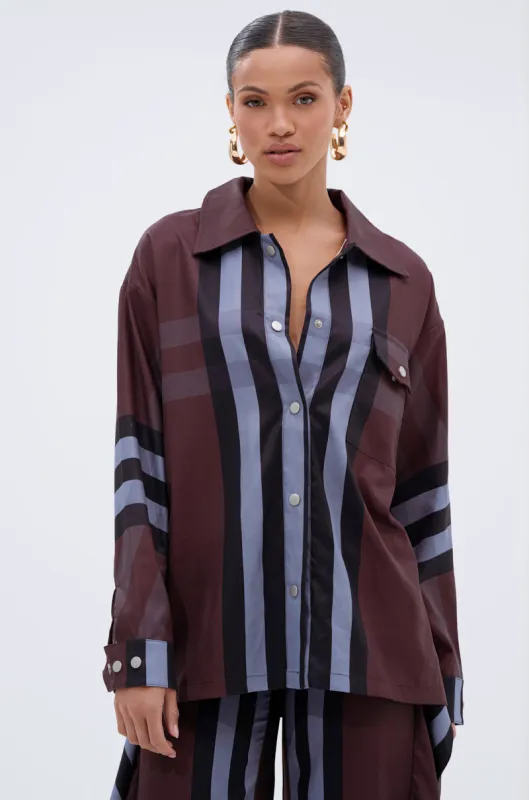 LUXURY LIFE PLAID BUTTON DOWN sold by AKIRA