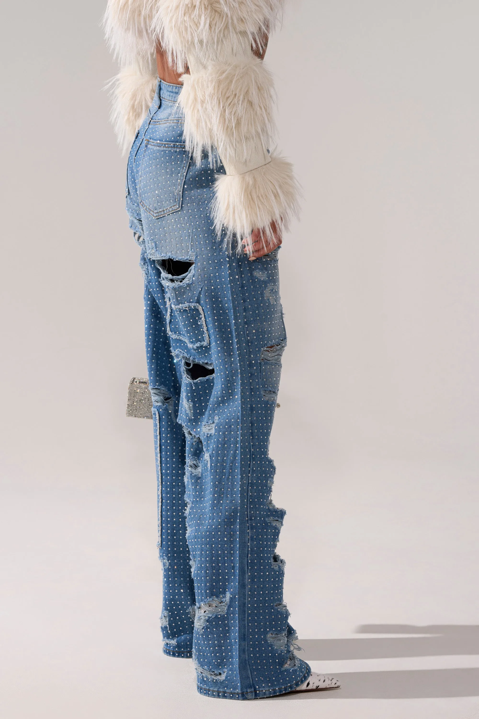 LAY IT LOW RHINESTONE RELAXED DENIM sold by AKIRA product image thumbnail 5