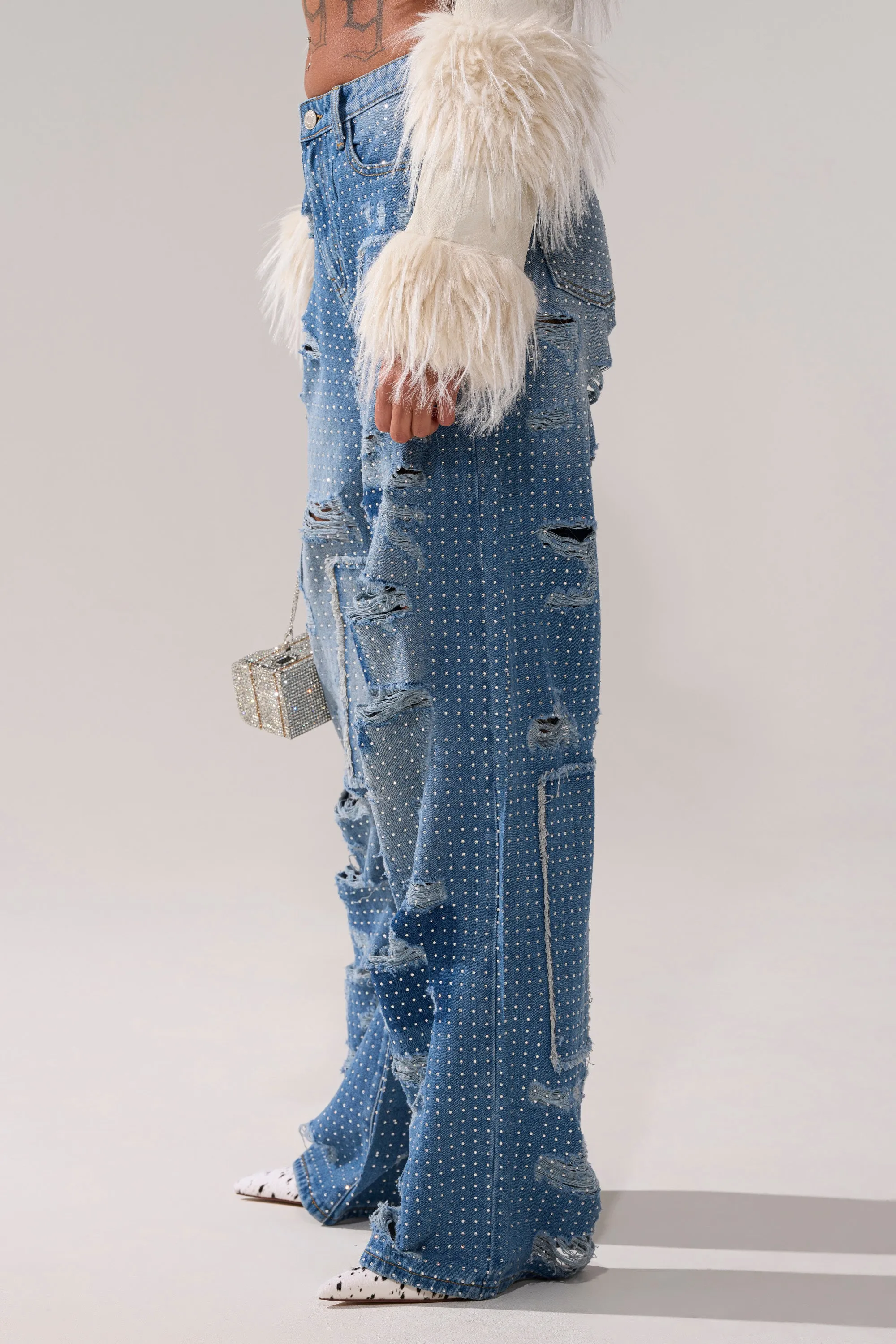 LAY IT LOW RHINESTONE RELAXED DENIM sold by AKIRA product image thumbnail 4