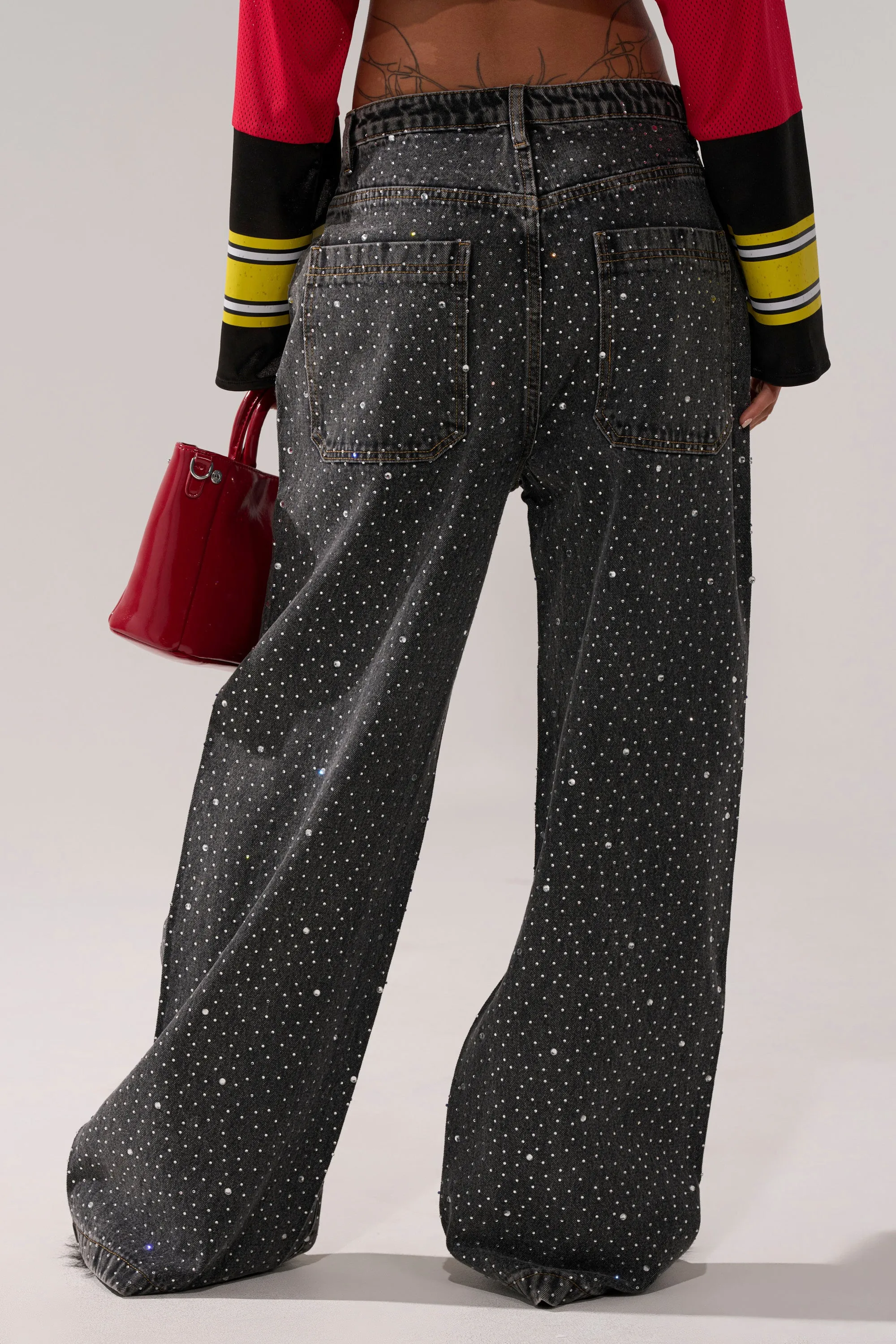 RHINESTONE QUEEN EMBELLISHED DENIM sold by AKIRA product image thumbnail 4