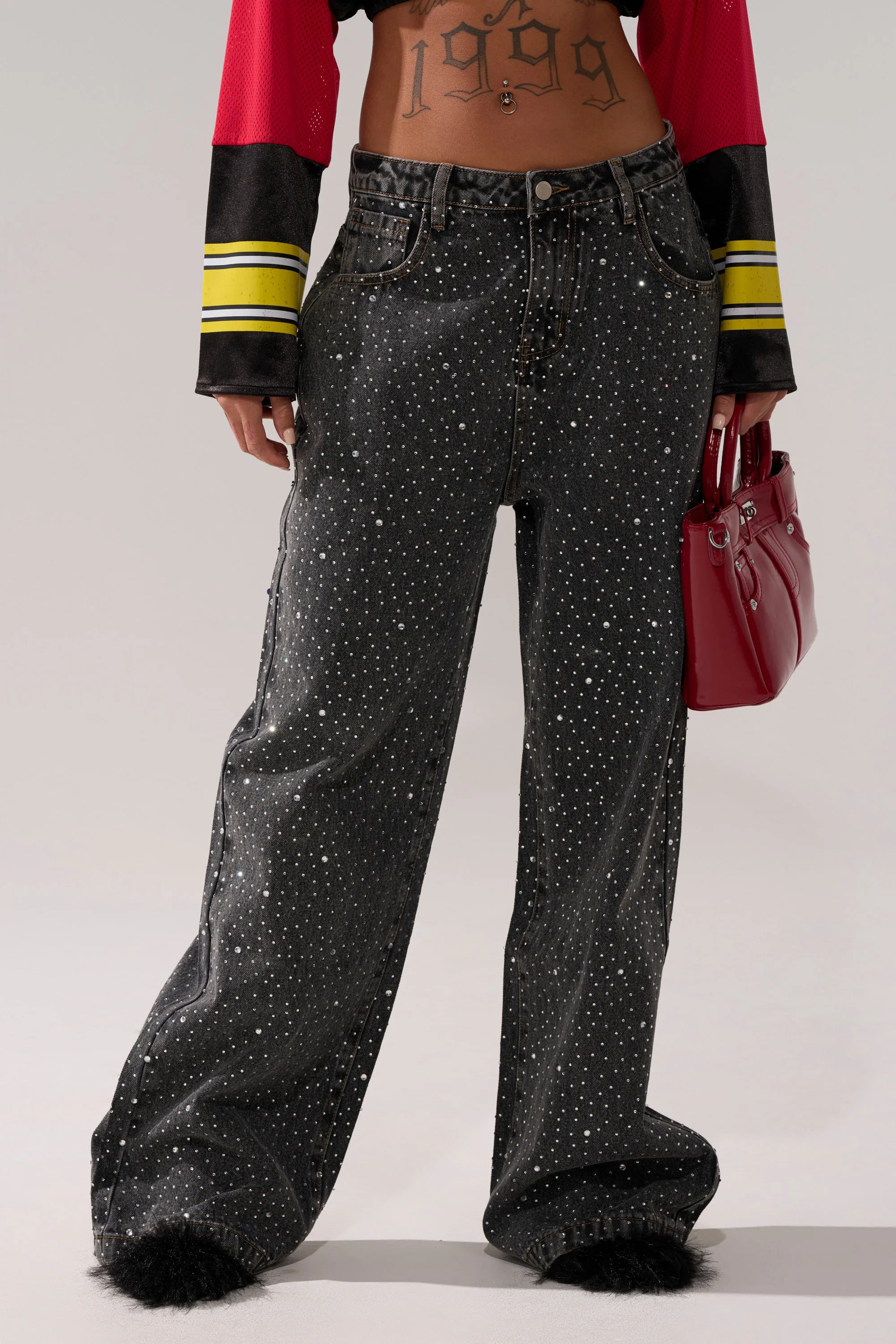 RHINESTONE QUEEN EMBELLISHED DENIM sold by AKIRA product image thumbnail 2