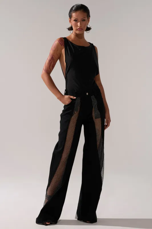 SOMETHING DIFFERENT RELAXED DENIM WITH RHINESTONE MESH sold by AKIRA