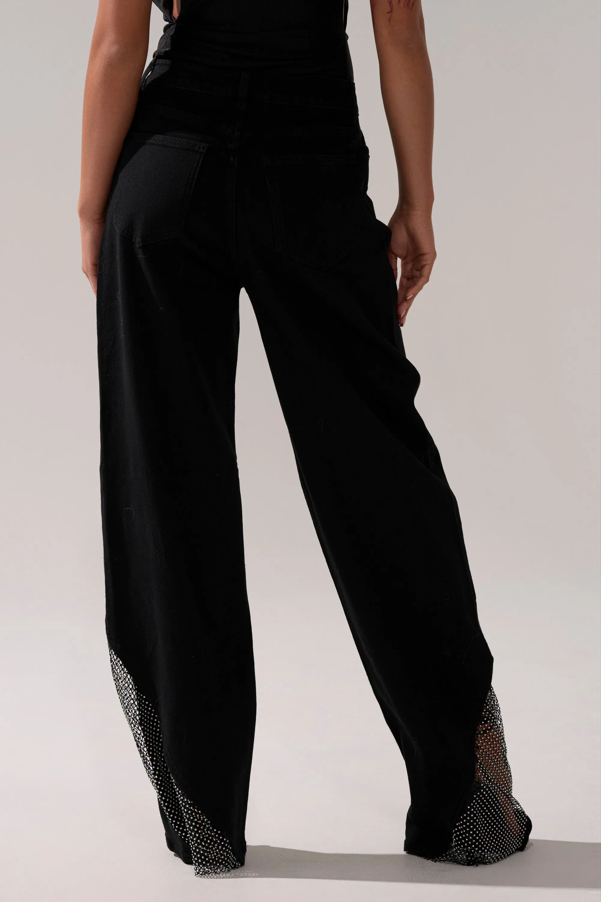 SOMETHING DIFFERENT RELAXED DENIM WITH RHINESTONE MESH sold by AKIRA product image thumbnail 5