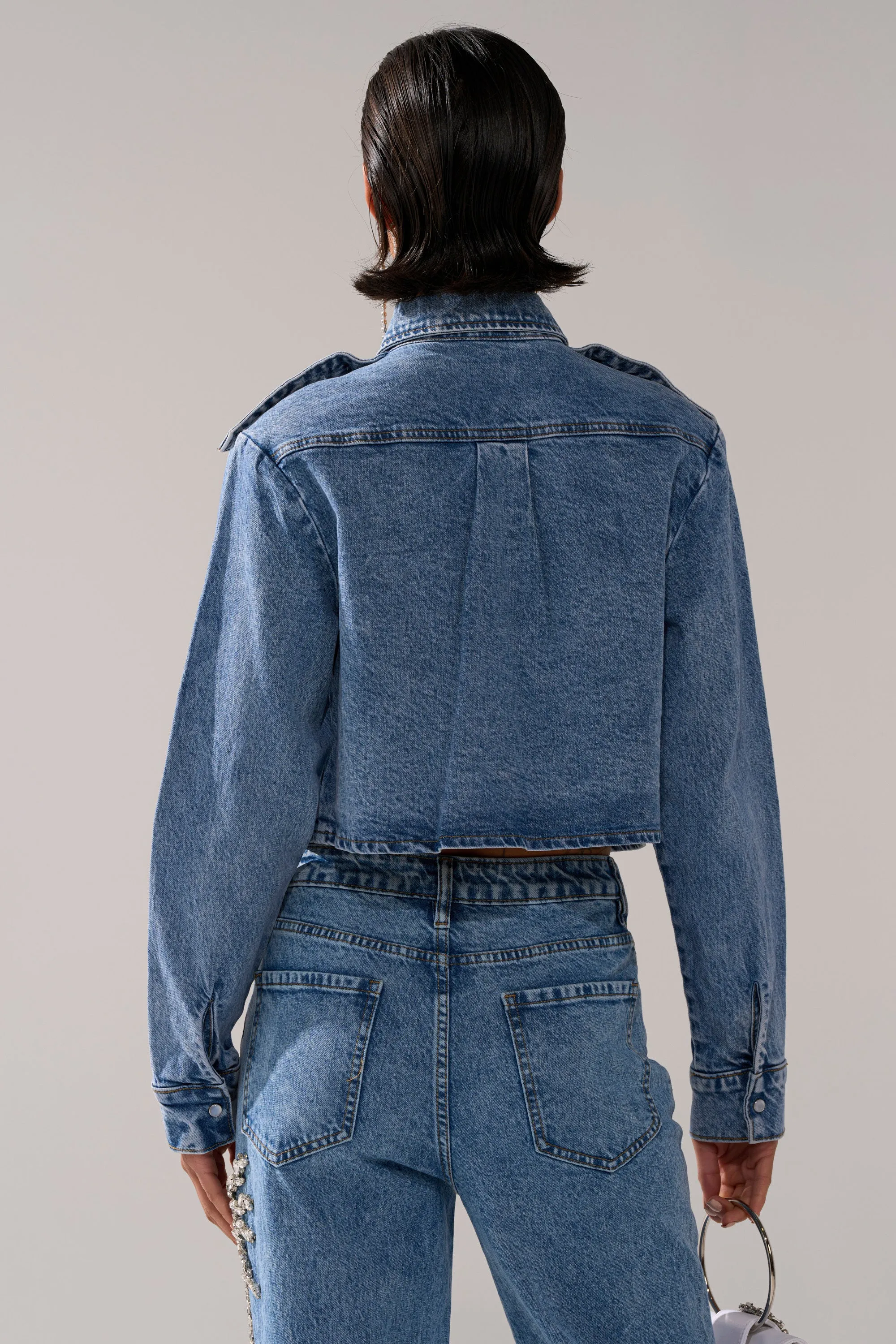 SPARKLE AND SHINE QUEEN DENIM BUTTON DOWN sold by AKIRA product image thumbnail 5