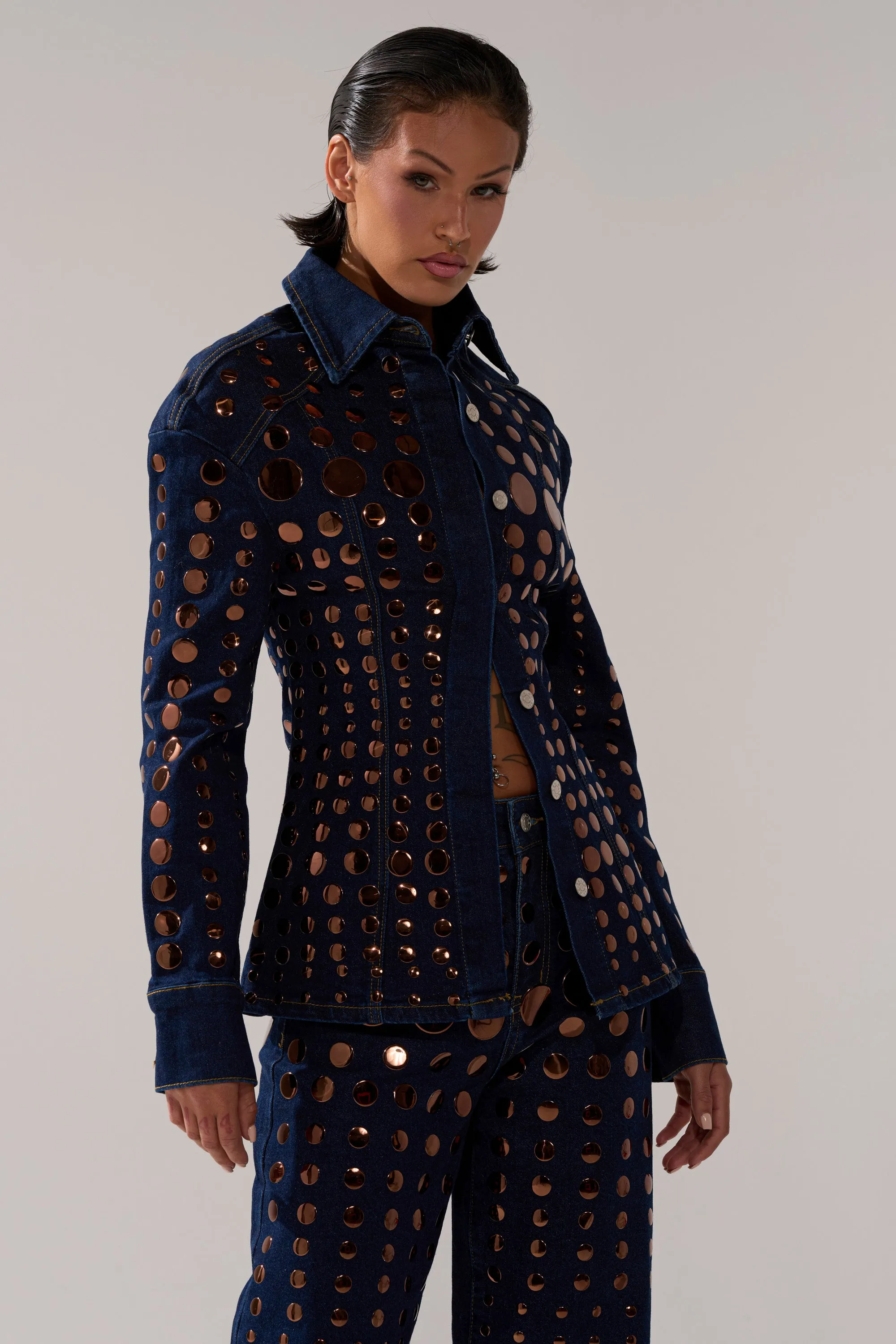 DISCO BABE DENIM BUTTON DOWN sold by AKIRA product image thumbnail 4