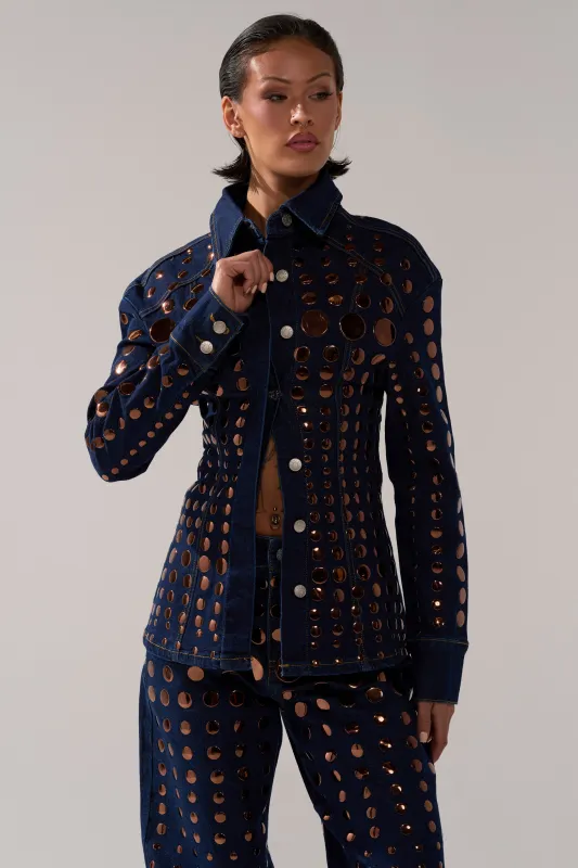 DISCO BABE DENIM BUTTON DOWN sold by AKIRA