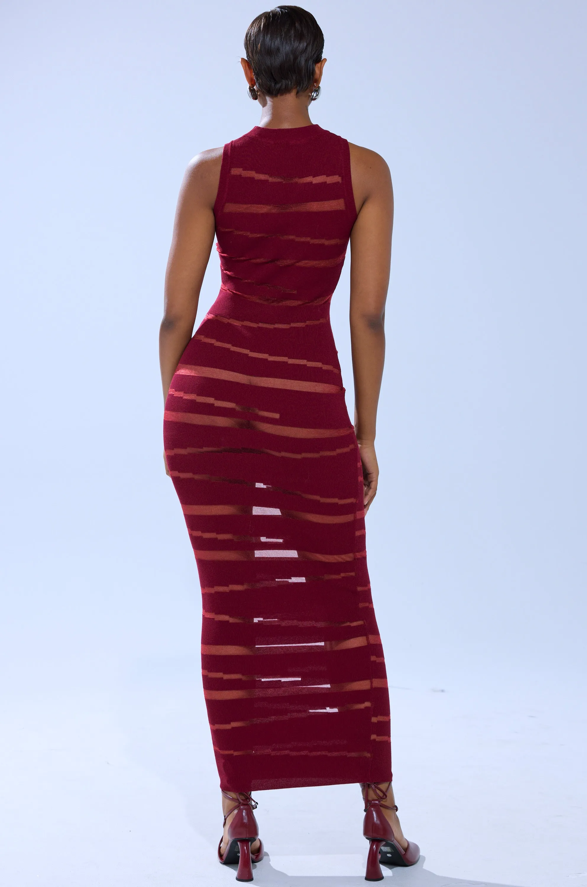 CUT IT OUT SLEEVELESS KNIT MAXI DRESS IN BURGUNDY sold by AKIRA product image thumbnail 4