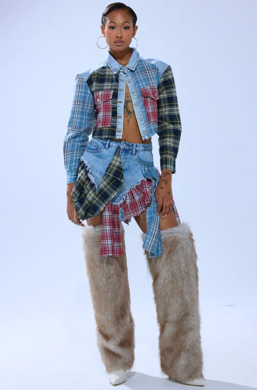 AUTUMN VIBES PLAID MINI SKIRT sold by AKIRA