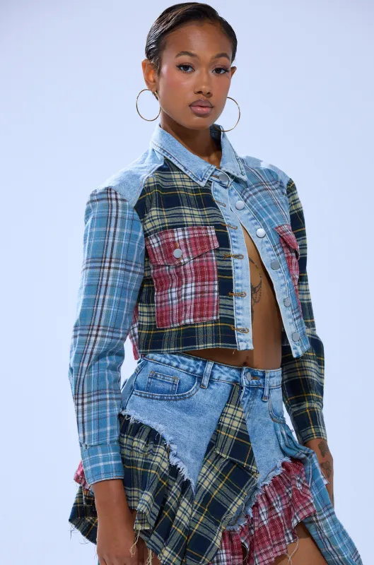 AUTUMN VIBES PLAID BUTTON DOWN sold by AKIRA